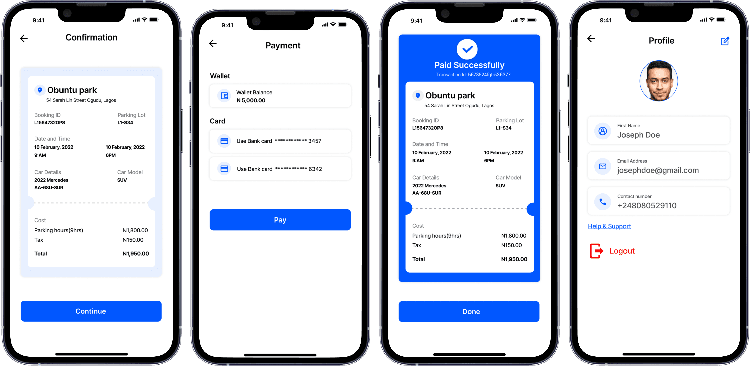 Ideate Booking process and other Screens
