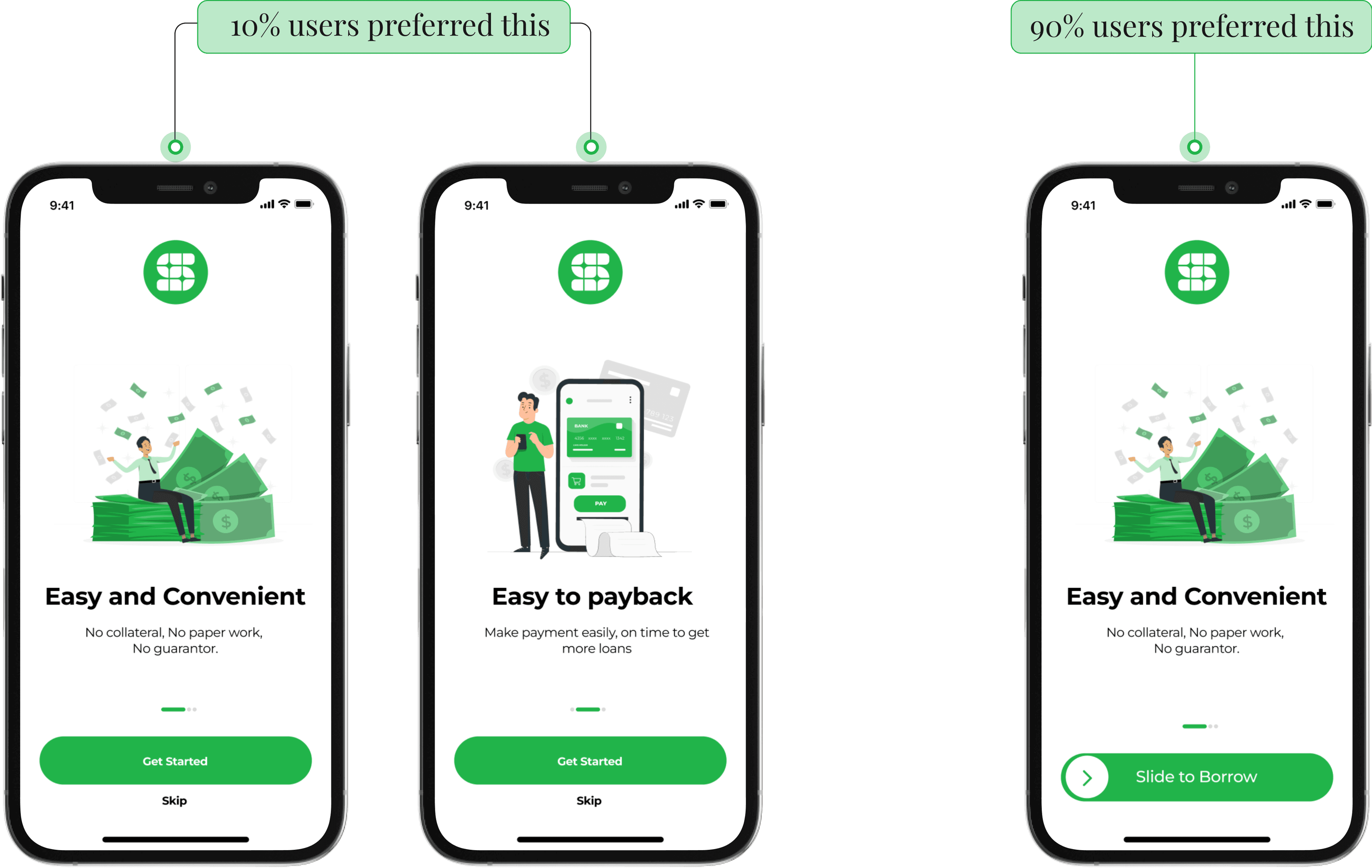 Onboarding screens